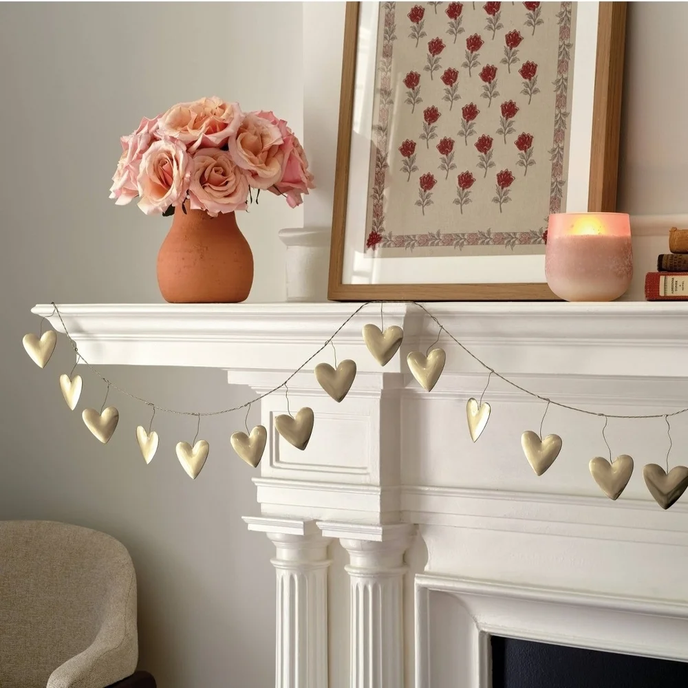 Threshold Valentine's Day Gold Metal Hearts Garland